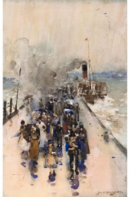 Sample artwork by James Watterson Herald (1859 - 1914), known for decorative color, subtle tone, harmony of composition, delicate figurative and luminous landscapes - View similar artists and auction records