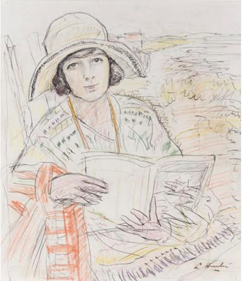 Portrait of a young lady reading