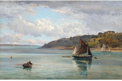 FISHING BOATS OFF OSBORNE BAY, ISLE OF WIGHT by Nathaniel Everett Green - Auction record, sale price, and art valuation. Compare with similar artists and explore comparable artworks.