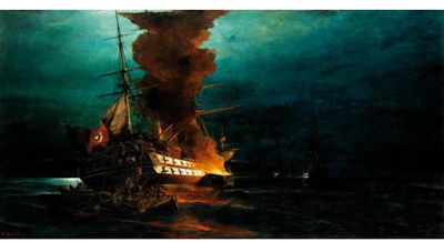 THE BURNING OF A TURKISH FRIGATE