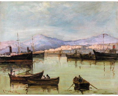 Sample artwork by Andreas Krystallis (1901 - 1951), known for lyrical impressionist marine painting - View similar artists and auction records