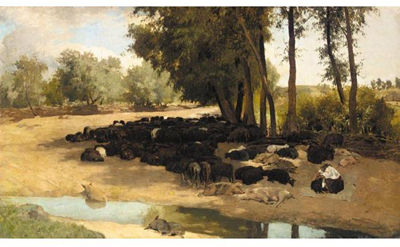Sample artwork by Sergei Ivanovich Svetoslavsky (1857 - 1931), known for landscape and genre painting - View similar artists and auction records