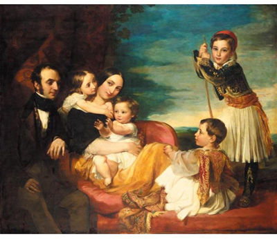 ALEXANDER CONSTANTINE IONIDES AND HIS WIFE EUTERPE, WITH THEIR CHILDREN CONSTANTINE ALEXANDER, AGLAIA, LUKE AND ALECCO