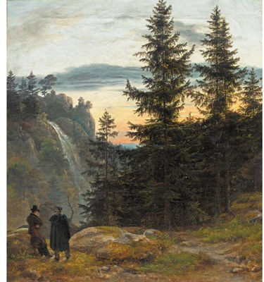 UTSIKT MED FOSS (VIEW OVER A MOUNTAIN GORGE WITH WATERFALL) by Johan Christian Clausen Dahl - Auction record, sale price, and art valuation. Compare with similar artists and explore comparable artworks.