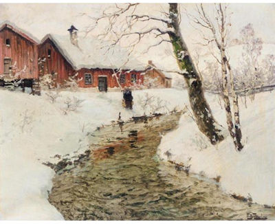 VINTER I NORGE (WINTER IN NORWAY) by Frits Thaulow - Auction record, sale price, and art valuation. Compare with similar artists and explore comparable artworks.