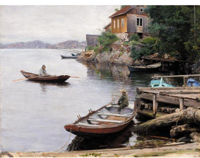Sample artwork by Erik Theodor Werenskiold (1855 - 1938), known for portrait painting, drawing and fairy tale illustration - View similar artists and auction records