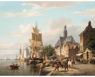 TALLSHIP MOORED BY A QUAYSIDE by Cornelis Christiaan Dommelshuizen - Auction record, sale price, and art valuation. Compare with similar artists and explore comparable artworks.