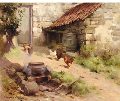 Sample artwork by Robert Russell MacNee (1880 - 1952), known for painting of pastoral landscape, coastal view and rural scenes with animals - View similar artists and auction records