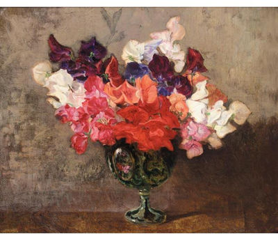 STILL LIFE OF SWEET PEAS by Robert Noble - Auction record, sale price, and art valuation. Compare with similar artists and explore comparable artworks.