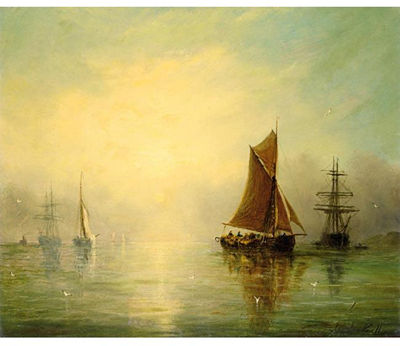 FISHING BOATS IN A CALM by Adolphus Knell - Auction record, sale price, and art valuation. Compare with similar artists and explore comparable artworks.