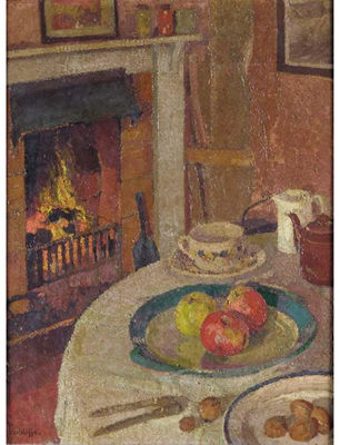 STILL LIFE BY THE FIRE