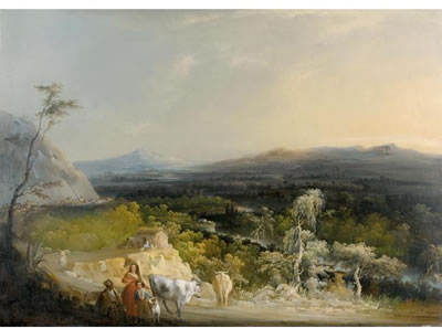 PAISAJE CON CAMPESINOS Y GANADO (FIGURES AND COWS IN A LANDSCAPE)
