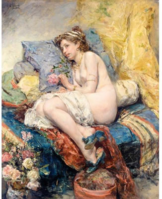 EL DESCANSO (THE MODEL'S REPOSE) by Eduardo Léon Garrido - Auction record, sale price, and art valuation. Compare with similar artists and explore comparable artworks.