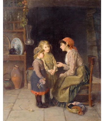Sample artwork by Paul Seignac (1826 - 1904), known for genre painting-rural scene, children - View similar artists and auction records