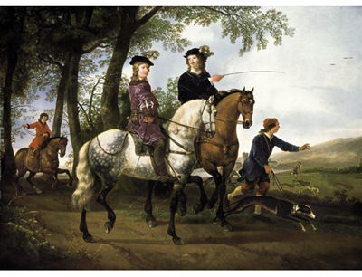 LANDSCAPE WITH A HUNT AND A PORTRAIT OF A YOUTH WITH HIS TUTOR