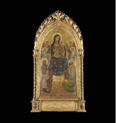THE MADONNA AND CHILD ENTHRONED WITH ANGELS AND SAINTS JOHN THE BAPTIST AND NICHOLAS OF BARI by Lippo D'Andrea - Auction record, sale price, and art valuation. Compare with similar artists and explore comparable artworks.
