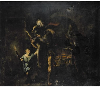 AENEAS RESCUING ANCHISES AND ASCANIUS FROM THE SACK OF TROY