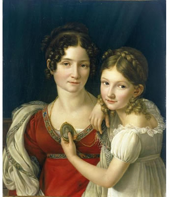 PORTRAIT OF A MOTHE, AND HER DAUGHTER HOLDING A PORTRAIT MINIATURE IN HER LEFT HAND