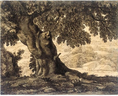 AN OAK TREE WITH COTTAGES BEYOND by Alexander Cozens - Auction record, sale price, and art valuation. Compare with similar artists and explore comparable artworks.