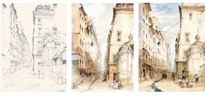 VIEWS OF THE RUE ST JACQUES, PARIS AND THE OLD FOUNTAIN OF ST SEVERIN, PARIS