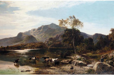 CATTLE WATERING by Sidney Richard Percy - Auction record, sale price, and art valuation. Compare with similar artists and explore comparable artworks.