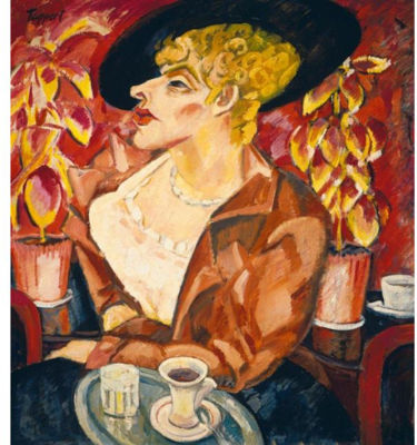 DAME IM CAFE (EINE TASSE SCHOKOLADE) (WOMAN IN A CAFE- A CUP OF HOT CHOCOLATE)