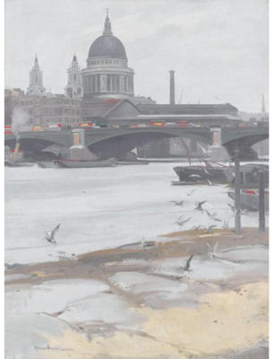 ST. PAULS FROM THE OXO WHARF by Herbert James (Sir Herbert) Gunn - Auction record, sale price, and art valuation. Compare with similar artists and explore comparable artworks.