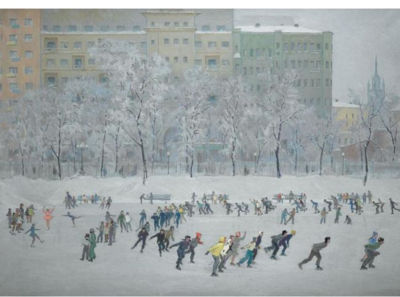 SKATERS ON PATRIARCH'S POND, MOSCOW
