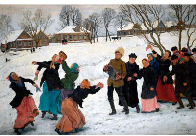MATCHMAKERS' DANCE, LIGACHEVO by Konstantin Fedorovich Yuon - Auction record, sale price, and art valuation. Compare with similar artists and explore comparable artworks.