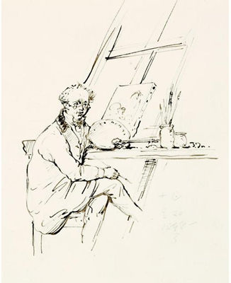 Portrait of George Chinnery: SELF-PORTRAIT AT HIS EASEL