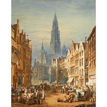 MARKET DAY, ANTWERP by Samuel Prout - Auction record, sale price, and art valuation. Compare with similar artists and explore comparable artworks.