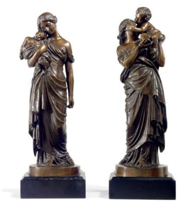 A PAIR OF GROUPS OF MOTHERS WITH CHILDREN