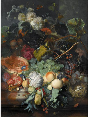 STILL LIFE OF FRUIT UPON A MARBLE LEDGE