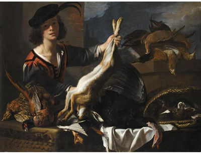 A STILL LIFE OF DEAD GAME WITH A YOUNG MAN HOLDING UP A HARE by Jacopo Da Empoli - Auction record, sale price, and art valuation. Compare with similar artists and explore comparable artworks.