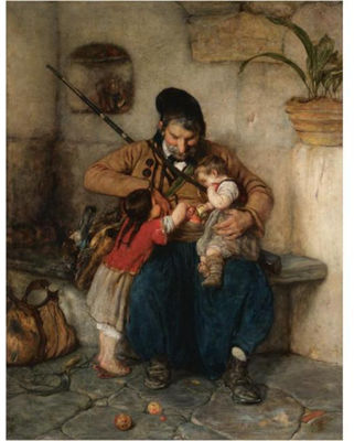 GRANDFATHER OFFERING APPLES TO HIS GRANDCHILDREN by Nikolaus Gyzis - Auction record, sale price, and art valuation. Compare with similar artists and explore comparable artworks.