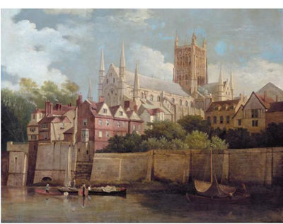 A VIEW OF WORCESTER CATHEDRAL FROM THE SOUTH WEST