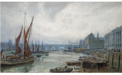 SHIPPING ON THE THAMES by Thomas Marie Madawaska Hemy - Auction record, sale price, and art valuation. Compare with similar artists and explore comparable artworks.