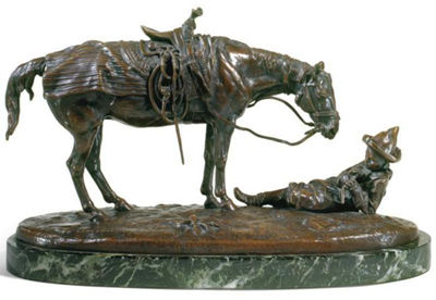 A PAIR OF BRONZE COSSACK SOLDIERS