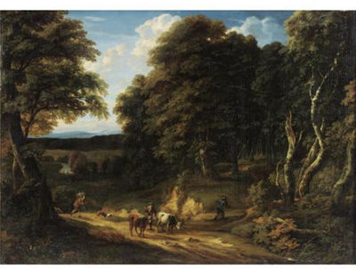 Sample artwork by Cornelis Huysmans (1648 - 1727), known for landscape, rural landscape and figure paintings - View similar artists and auction records