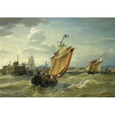 Fishing boats approaching harbour