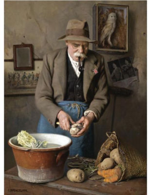 Dig for victory-The wise eat more potatoes by Charles Spencelayh - Auction record, sale price, and art valuation. Compare with similar artists and explore comparable artworks.