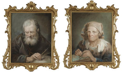 AN ASTRONOMER AND AN OLD WOMAN HOLDING ROSARY BEADS (a pair) by Giuseppe Nogari - Auction record, sale price, and art valuation. Compare with similar artists and explore comparable artworks.