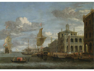 VENICE, A CAPRICCIO VIEW FROM THE BACINO WITH THE PIAZZETTA AND DUTCH SHIPPING
