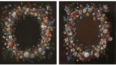STILL LIFES WITH GARLANDS OF FLOWERS (a pair)