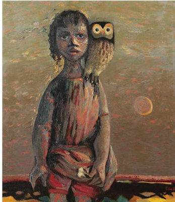 GIRL WITH AN OWL by Colin Middleton - Auction record, sale price, and art valuation. Compare with similar artists and explore comparable artworks.