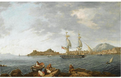 A BRITISH EAST INDIAMAN AND OTHER SHIPS ENTERING CORFU HARBOUR