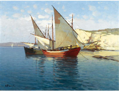 SAILING BOATS AT ANCHOR