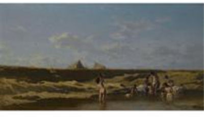 LANDSCHAFT MIT BADENDEN ZIGEUNERINNEN (LANDSCAPE WITH BATHING GYPSIES)