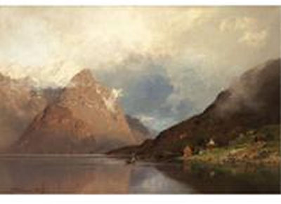 Sample artwork by Georg Anton Rasmussen (1842 - 1914), known for fjords and landscape paintings - View similar artists and auction records