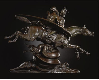 Angelica and Roger Mounted on the Hippogriff by Antoine-Louis Barye - Auction record, sale price, and art valuation. Compare with similar artists and explore comparable artworks.